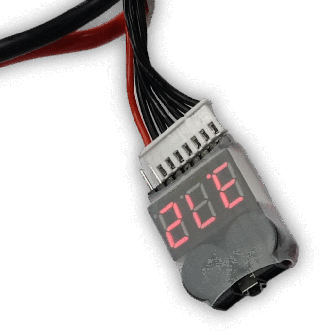 Індикатор/тестер напруги для 1–8S LiPo/Li‑ion/Li‑Fe в термоусадці з звуковим попередженням Індикатор/тестер напруги для 1–8S LiPo/Li‑ion/Li‑Fe в термоусадці з звуковим попередженням